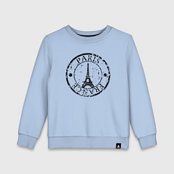 Свитшот хлопковый детский Париж, Франция, Эйфелева башня, цвет: мягкое небо