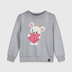 Свитшот хлопковый детский Мишка с сердечком 14 февраля, цвет: меланж