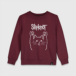 Свитшот хлопковый детский Slipknot, Слипкнот Рок кот, цвет: меланж-бордовый