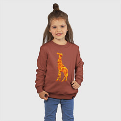 Свитшот хлопковый детский Лиственный жираф, цвет: кирпичный — фото 2