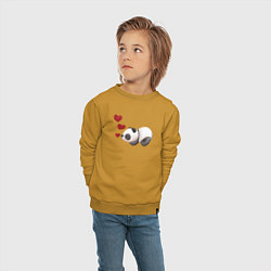 Свитшот хлопковый детский Панда с сердечками, цвет: горчичный — фото 2