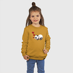 Свитшот хлопковый детский Панда с сердечками, цвет: горчичный — фото 2