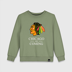 Свитшот хлопковый детский Chicago are coming, Чикаго Блэкхокс, Chicago Black, цвет: авокадо