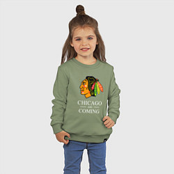 Свитшот хлопковый детский Chicago are coming, Чикаго Блэкхокс, Chicago Black, цвет: авокадо — фото 2