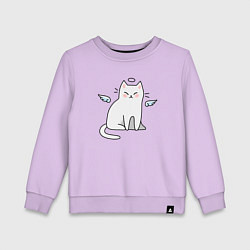 Свитшот хлопковый детский КОТИК АНГЕЛ CAT ANGEL, цвет: лаванда
