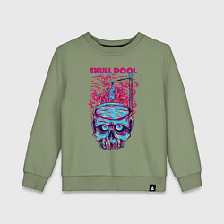 Свитшот хлопковый детский Череп с бассейном, цвет: авокадо