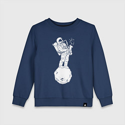 Свитшот хлопковый детский Саксофон, звучащий в космосе, цвет: тёмно-синий