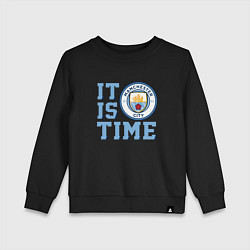 Свитшот хлопковый детский It is Manchester City Time, цвет: черный