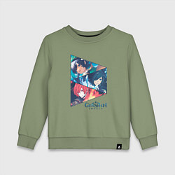 Свитшот хлопковый детский Венти, Кэйа, Дилюк, цвет: авокадо