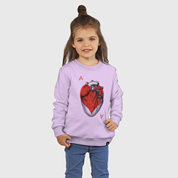 Свитшот хлопковый детский Черви огромное сердце, цвет: лаванда — фото 2
