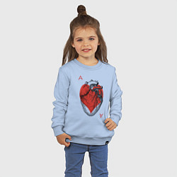 Свитшот хлопковый детский Черви огромное сердце, цвет: мягкое небо — фото 2
