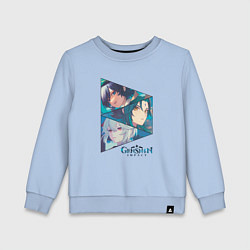 Свитшот хлопковый детский Венти, Сяо, Кадзуха, цвет: мягкое небо