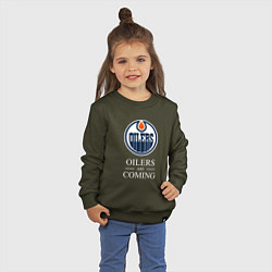 Свитшот хлопковый детский Edmonton Oilers are coming Эдмонтон Ойлерз, цвет: хаки — фото 2