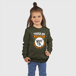 Свитшот хлопковый детский Тронь меня и получишь свой первый урок дзюдо беспл, цвет: хаки — фото 2