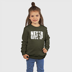 Свитшот хлопковый детский NEVER GIVE UP НИКОГДА НЕ СДАВАЙСЯ СПОРТ, цвет: хаки — фото 2