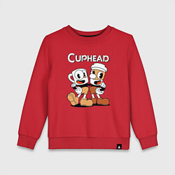 Свитшот хлопковый детский Cuphead 2 чашечки, цвет: красный