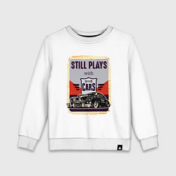 Свитшот хлопковый детский Still plays with cars Retro, цвет: белый
