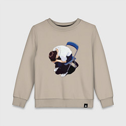 Свитшот хлопковый детский Синдзи Икари на стуле, цвет: миндальный