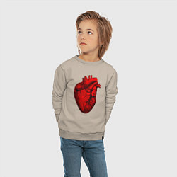 Свитшот хлопковый детский Сердце анатомическое, цвет: миндальный — фото 2