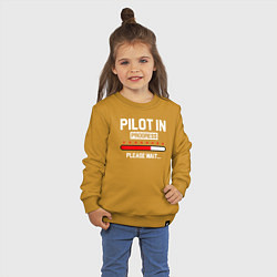 Свитшот хлопковый детский Pilot In Progress, цвет: горчичный — фото 2