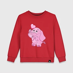 Свитшот хлопковый детский Розовый слонёнок, цвет: красный
