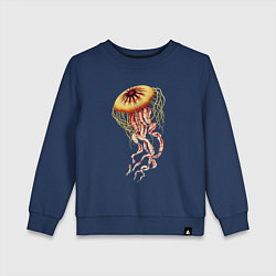 Свитшот хлопковый детский Морская медуза, цвет: тёмно-синий