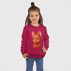 Свитшот хлопковый детский Милая лисичка Cute fox, цвет: маджента — фото 2