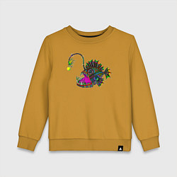 Свитшот хлопковый детский Психоделический морской черт, цвет: горчичный