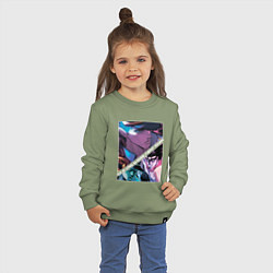 Свитшот хлопковый детский Джотаро Куджо из ДжоДжо, цвет: авокадо — фото 2