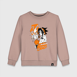 Свитшот хлопковый детский ШАМАН КИНГ SHAMAN KING ЙО, цвет: пыльно-розовый