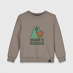 Свитшот хлопковый детский Welcome - Russia, цвет: утренний латте