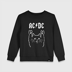 Свитшот хлопковый детский ACDC РОК КОТ, цвет: черный