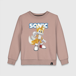 Свитшот хлопковый детский Майлз Тейлз Прауэр Sonic Видеоигра, цвет: пыльно-розовый