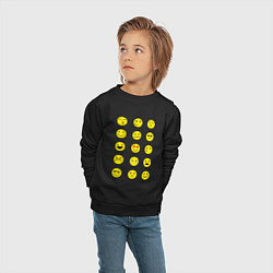 Свитшот хлопковый детский Pixel art emoticons 1, цвет: черный — фото 2