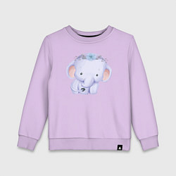 Свитшот хлопковый детский Милый Слонёнок, цвет: лаванда