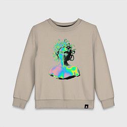 Свитшот хлопковый детский Gorgon Medusa Vaporwave Neon, цвет: миндальный