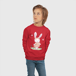 Свитшот хлопковый детский Милый Крольчонок С Бантиком, цвет: красный — фото 2