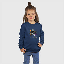 Свитшот хлопковый детский Космонавт - скейтбордист, цвет: тёмно-синий — фото 2