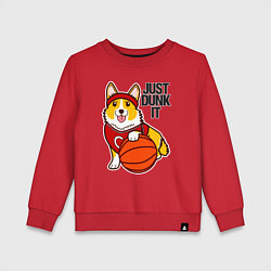Свитшот хлопковый детский JUST DUNK IT корги, цвет: красный