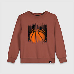 Свитшот хлопковый детский Баскетбольный мяч в разрыве, цвет: кирпичный