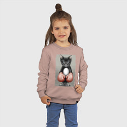 Свитшот хлопковый детский Крутой котяра в боксёрских перчатках Cool cat in b, цвет: пыльно-розовый — фото 2
