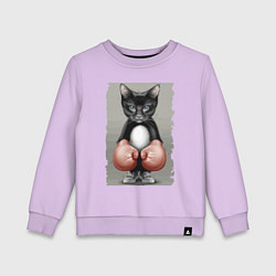 Детский свитшот Крутой котяра в боксёрских перчатках Cool cat in b