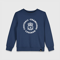 Свитшот хлопковый детский Символ Liverpool и надпись Football Legends and Ch, цвет: тёмно-синий
