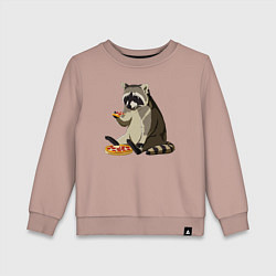 Детский свитшот Енот кушает пиццу