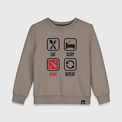 Свитшот хлопковый детский Eat Sleep Dota Repeat, цвет: утренний латте