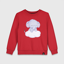 Свитшот хлопковый детский Милый Слонёнок Стоит На Облаке, цвет: красный