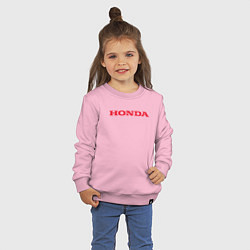 Свитшот хлопковый детский HONDA ХОНДА LOGO спина, цвет: светло-розовый — фото 2