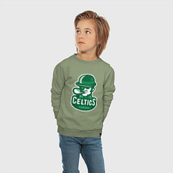 Свитшот хлопковый детский Celtics Team, цвет: авокадо — фото 2