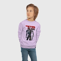Свитшот хлопковый детский Terminator 2 - T800, цвет: лаванда — фото 2