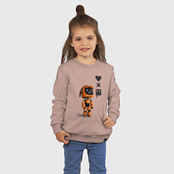 Свитшот хлопковый детский Оранжевый робот с логотипом LDR, цвет: пыльно-розовый — фото 2